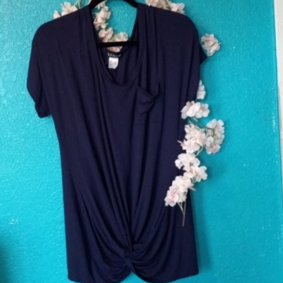 Venus Navy blue draped front tunic. New. Size large. - Picture 9 of 15
